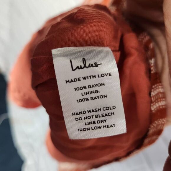 Lulus Womens Rust Striped Rayon Open Back Cutout Maxi Dress Size Medium - Picture 15 of 16